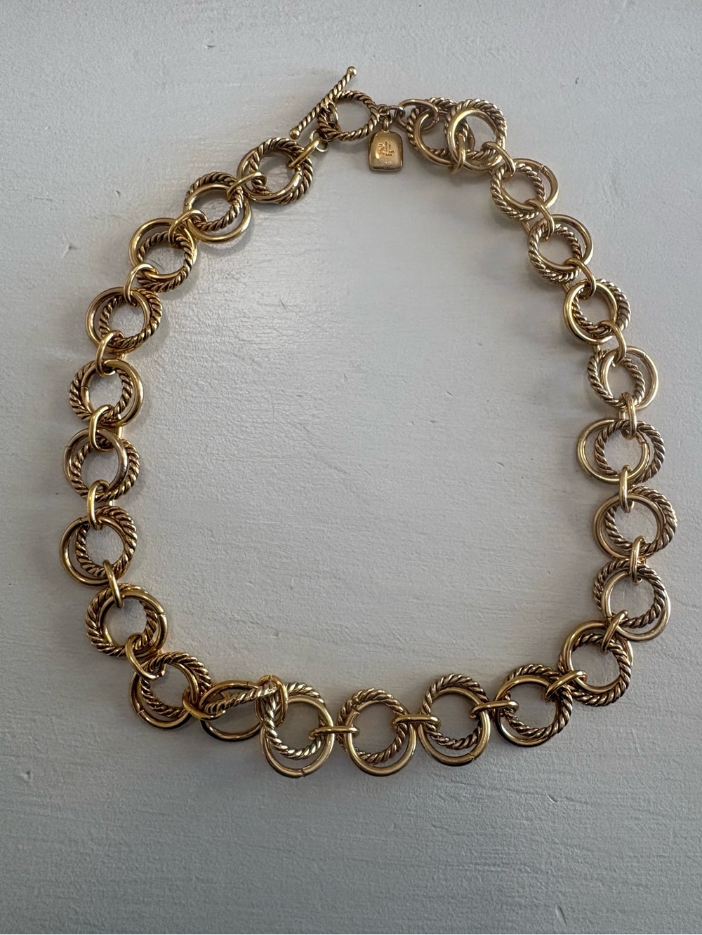 Lauren Ralph Lauren Signed Statement Toggle Chain Gold Necklace